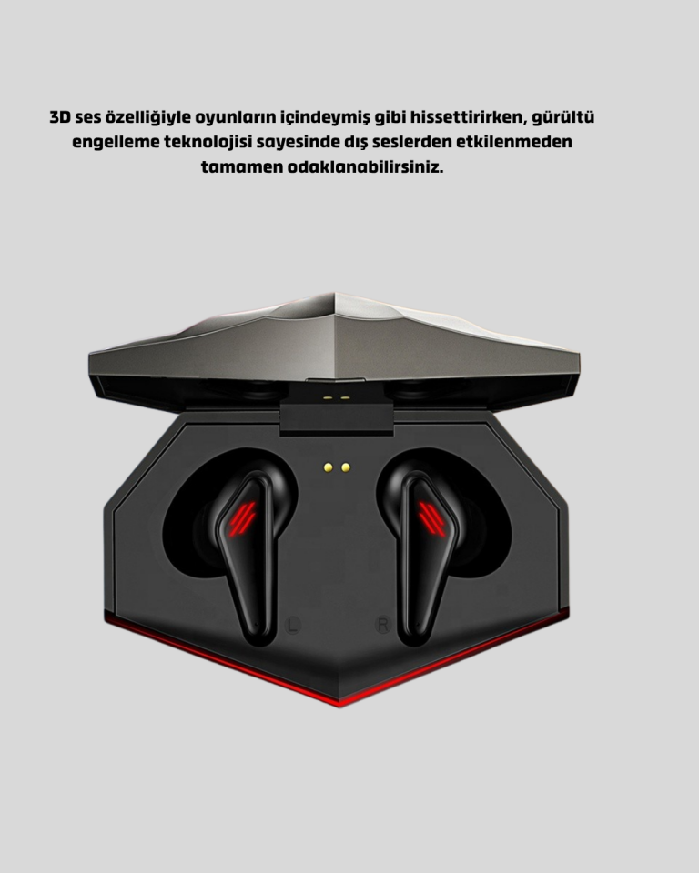 Kablosuz Bluetooth Kulaklık Düşük Gecikmeli 3D Ses ve LED Işıklı Tasarım