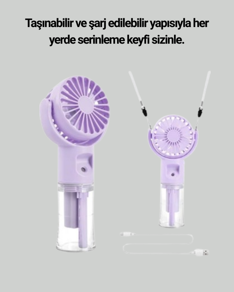 Taşınabilir Şarjlı Su Buharlı Mini Klima Fan