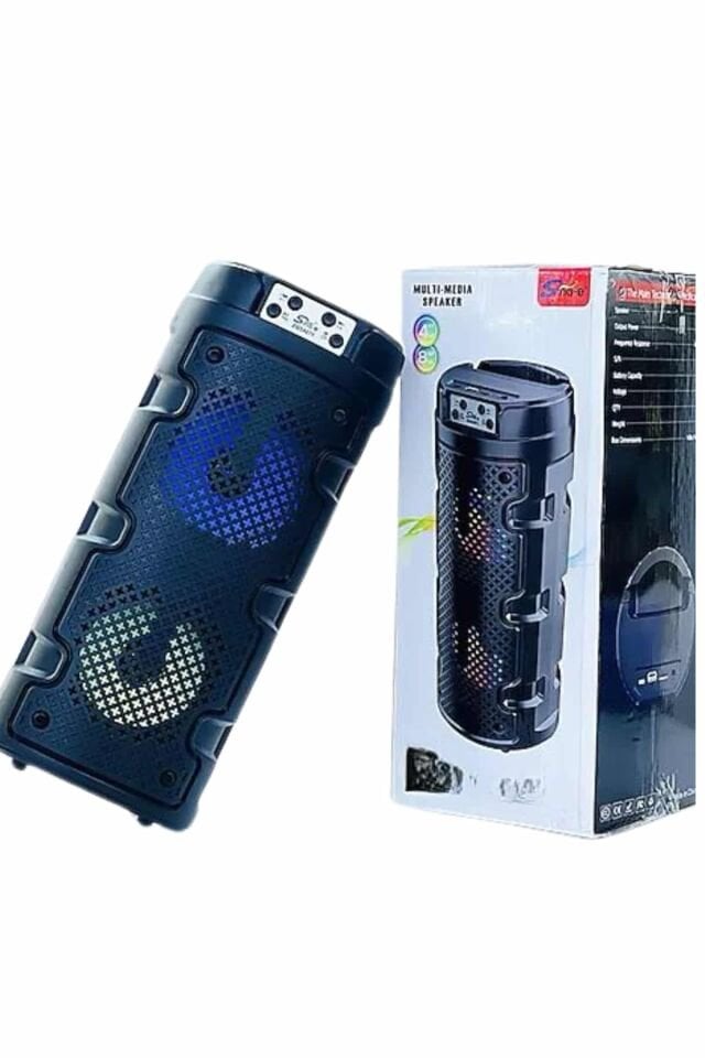 Bluetooth Hoparlör Rgb Led Işıklı Büyük Boy Yüksek Bass Çift Loblu