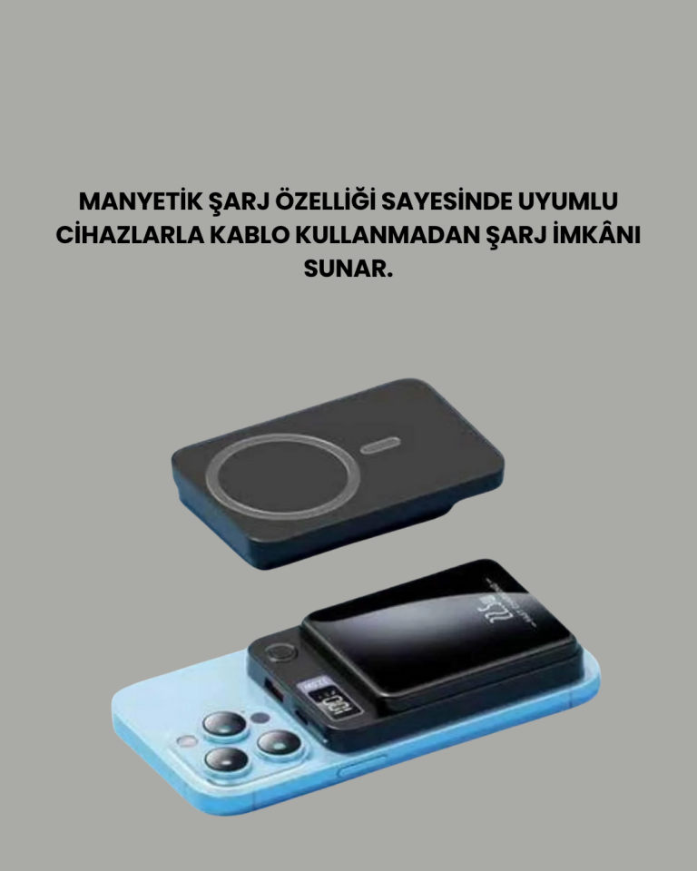 Gerçek Zamanlı Güç Göstergeli Manyetik USB-C Taşınabilir Powerbank