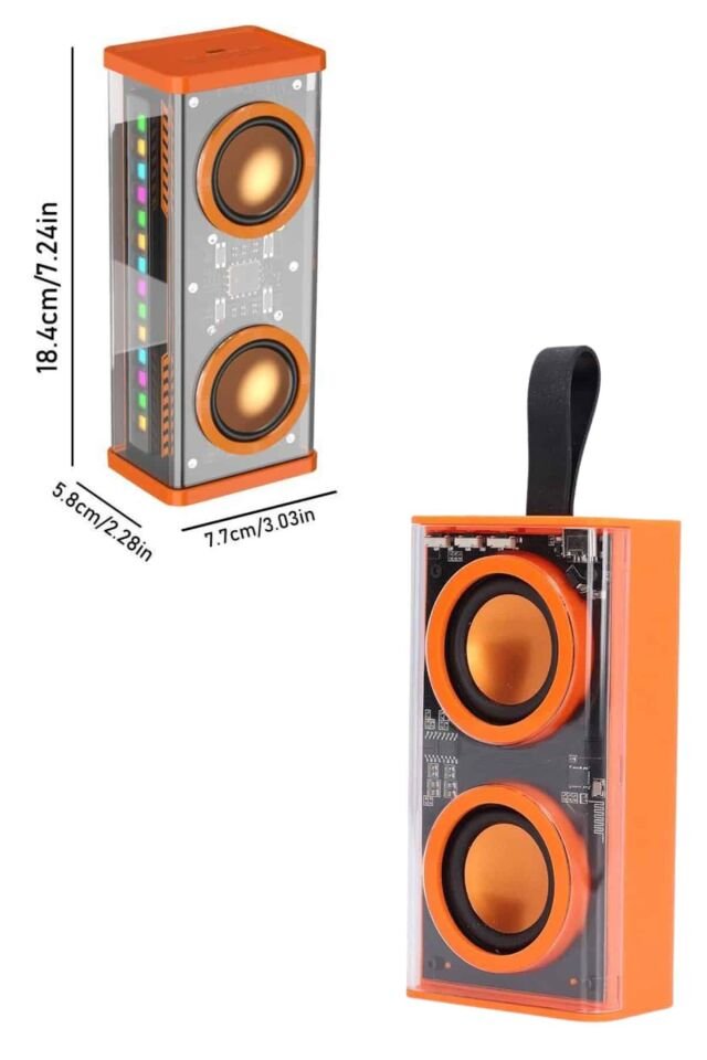 Şeffaf Taşınabilir Bluetooth Hoparlör Uzun Ömürlü Çift Hoparlörlü