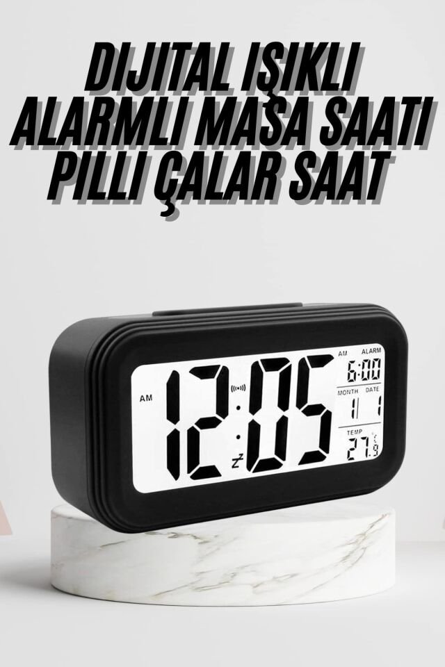 Dijital Masa Saati Termometre Takvim Led Ekran Pilli Ev Ofis Masası