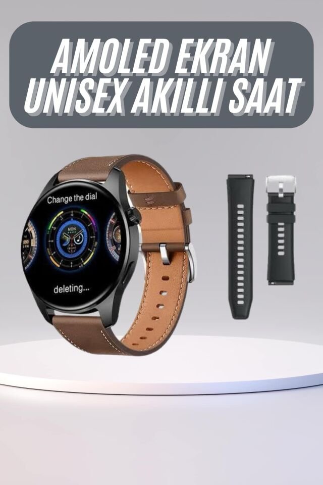Yeni Nesil Akıllı Saat Çift Kordonlu 1.5 Inç Yuvarlak Ekran GPS ve NFC Uyumlu