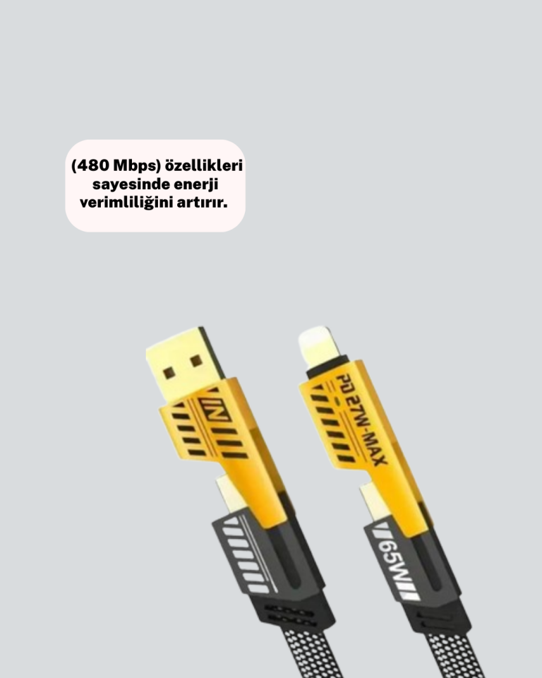 Örgülü Tasarım 4’ü 1 Arada USB-C Lightning Hızlı Şarj Kablosu
