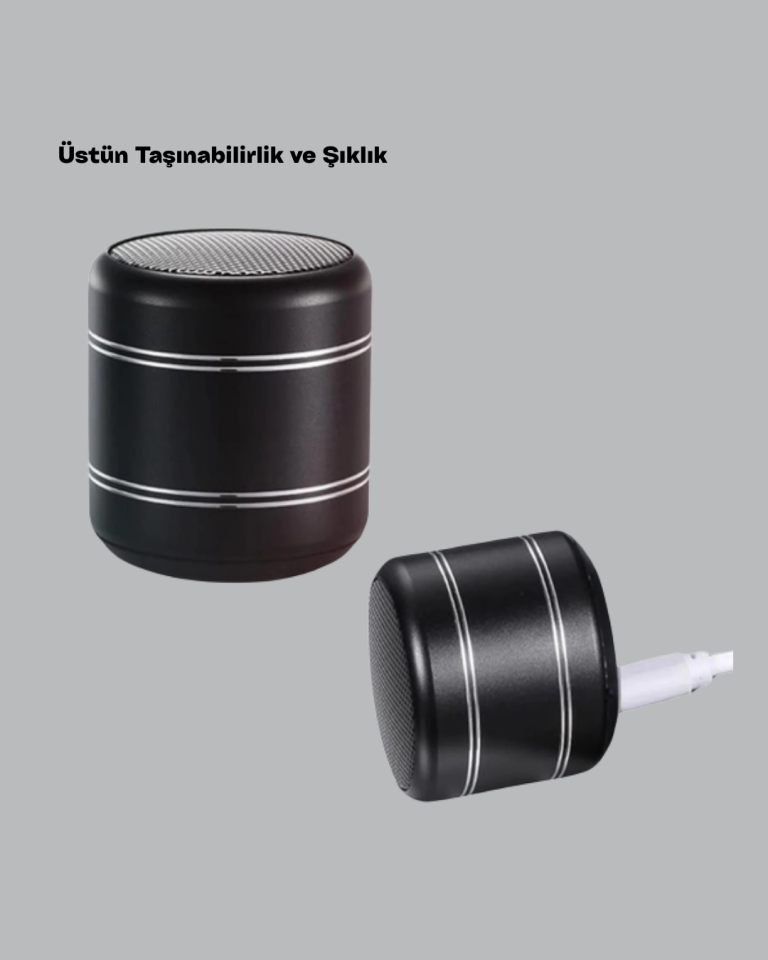 Mini Silindir Kablosuz Hoparlör Güçlü Ses 4W Bas + TWS Senkron Özellik