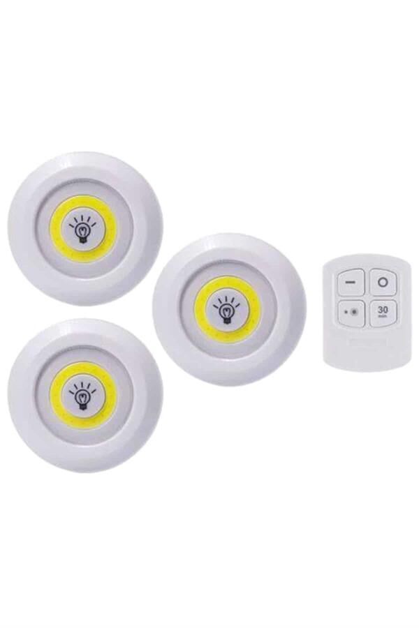 Led Lamba 3'lü Uzaktan Kumandalı Yapışkanlı