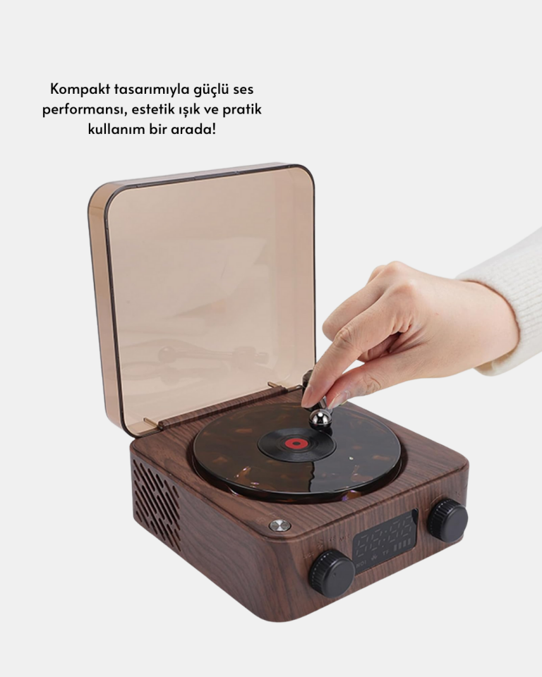Saatli Gece Işıklı Hoparlör – Modern ve Vintage Tasarım