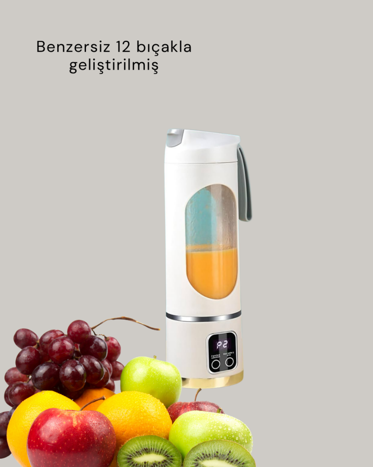 Tip-C Şarjlı 12 Bıçaklı Blender – Taşınabilir Şarjlı Meyve Sıkacağı
