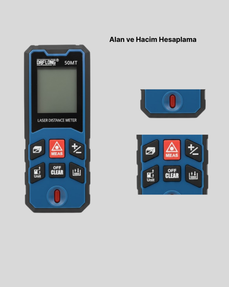50 Metre Lazer Ölçüm Cihazı Alan ve Mesafe Hesaplama