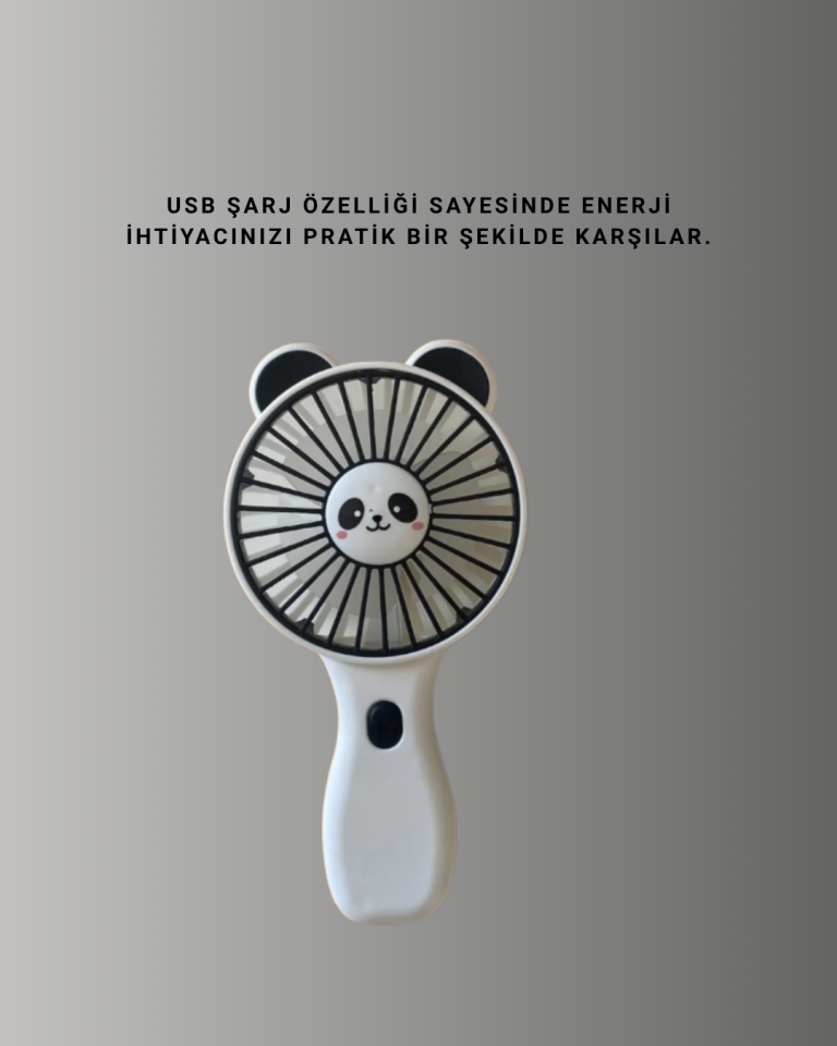 Dekoratif Panda Tasarımlı Küçük Boy Fan