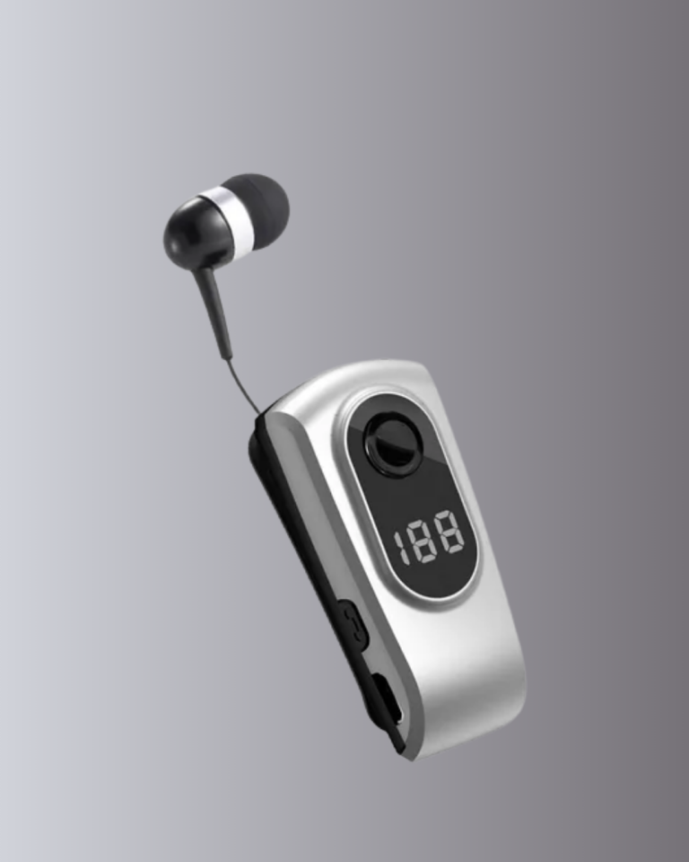 Profesyonel Bluetooth Kulaklık – Klipsli, Titreşimli, Dijital Göstergeli