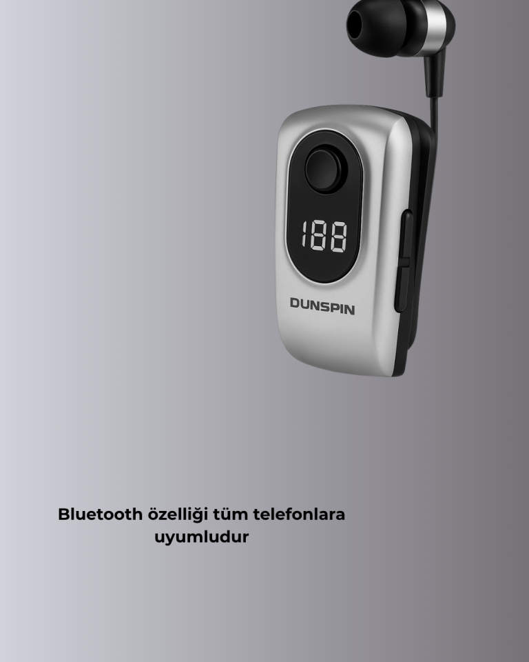 Profesyonel Bluetooth Kulaklık – Klipsli, Titreşimli, Dijital Göstergeli