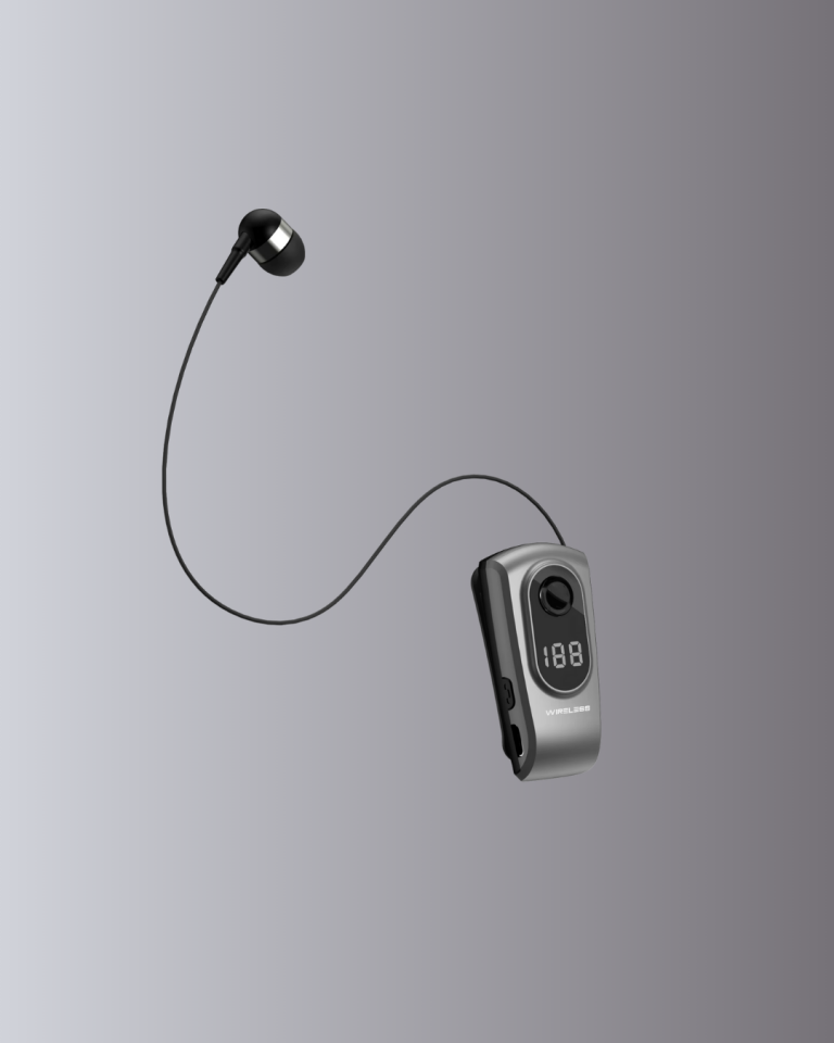 Profesyonel Bluetooth Kulaklık – Klipsli, Titreşimli, Dijital Göstergeli