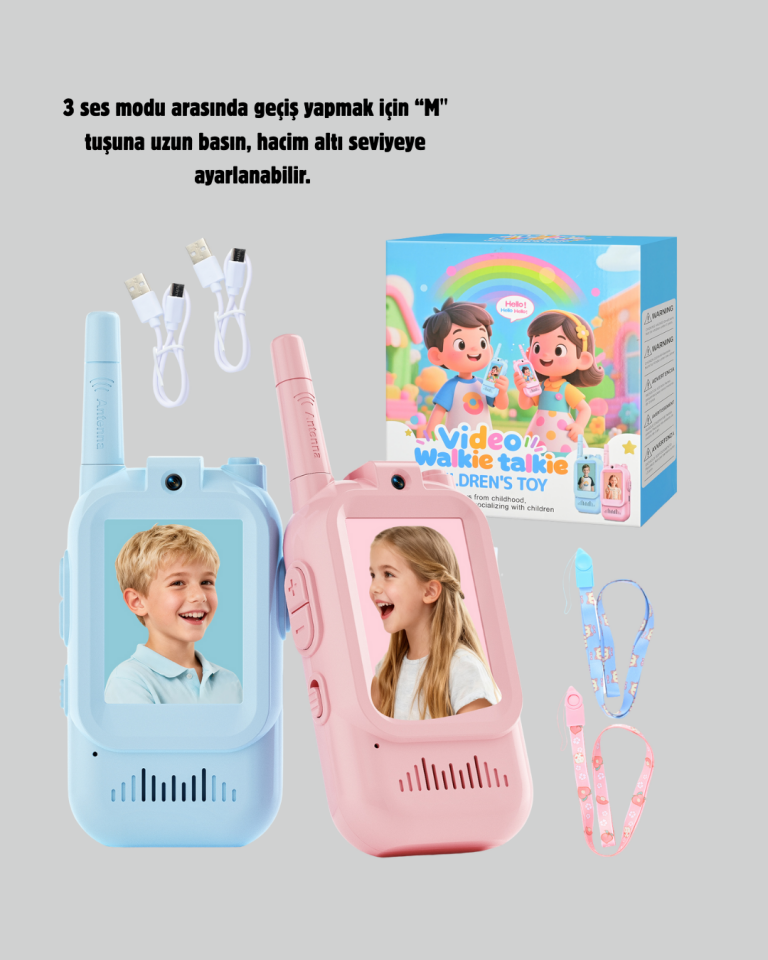 Ekranlı Walkie Talkie Oyuncağı Ses ve Görüntü Destekli
