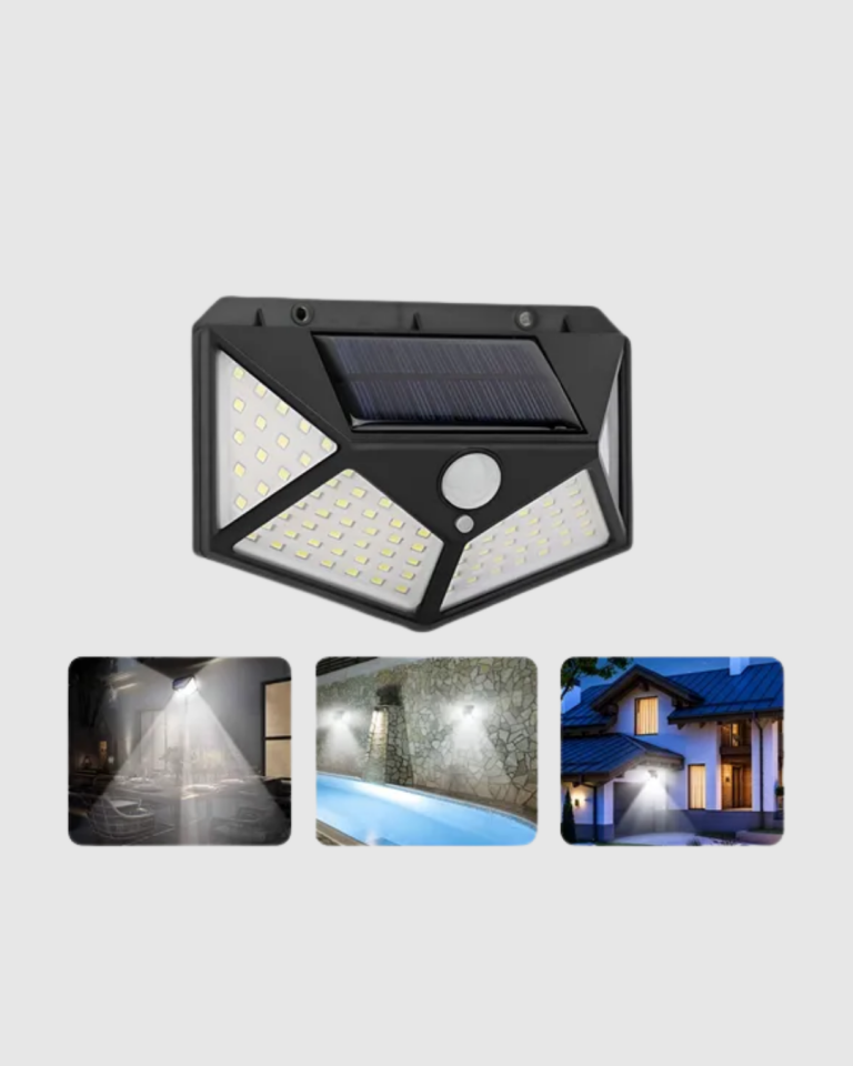 Güneş Enerjili 100 LED Dış Mekan Lamba – Hareket Sensörlü, 2200mAh Bataryalı Solar Aydınlatma