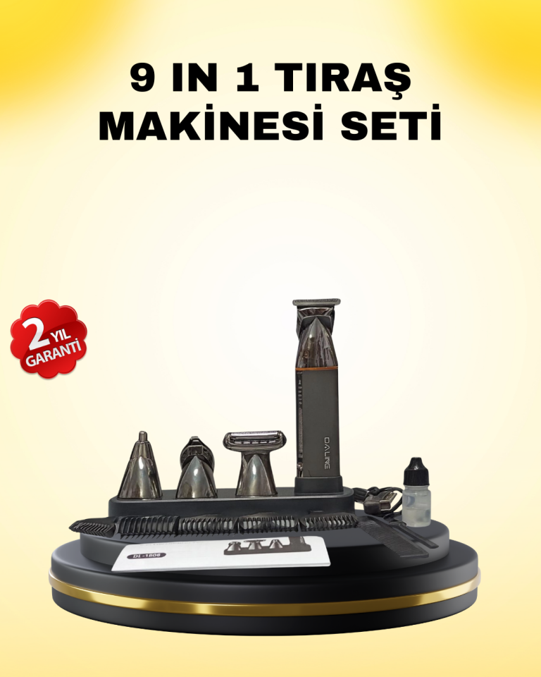 9’u 1 Arada Bakım Seti Güçlü Motorlu Saç Sakal Burun Kulak Trimmer