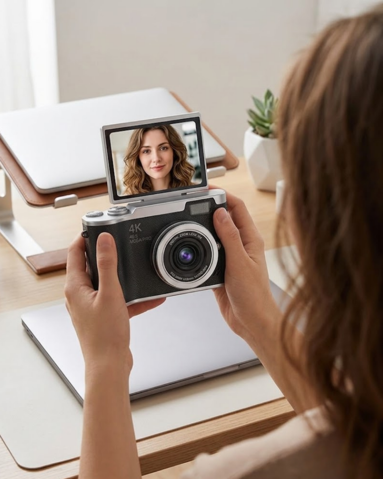 Kompakt 4K Dijital Kamera 48 MP Sensör 8X Zoom Flip Ekran Vlog ve Selfie Uyumlu