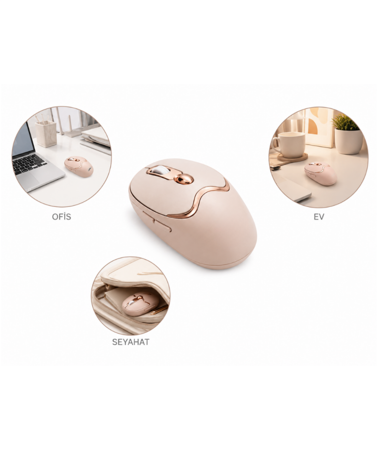 Ofis ve Laptop Kullanımına Uygun Şarjlı Wireless Mouse Sessiz Tuşlu