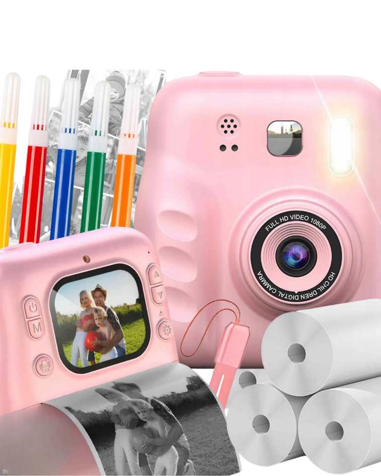 Çocuk Dijital Fotoğraf Makinesi Anında Baskı ve HD Video Kayıt Özellikli 5 kalem ve 4 rulo kağıt hediye