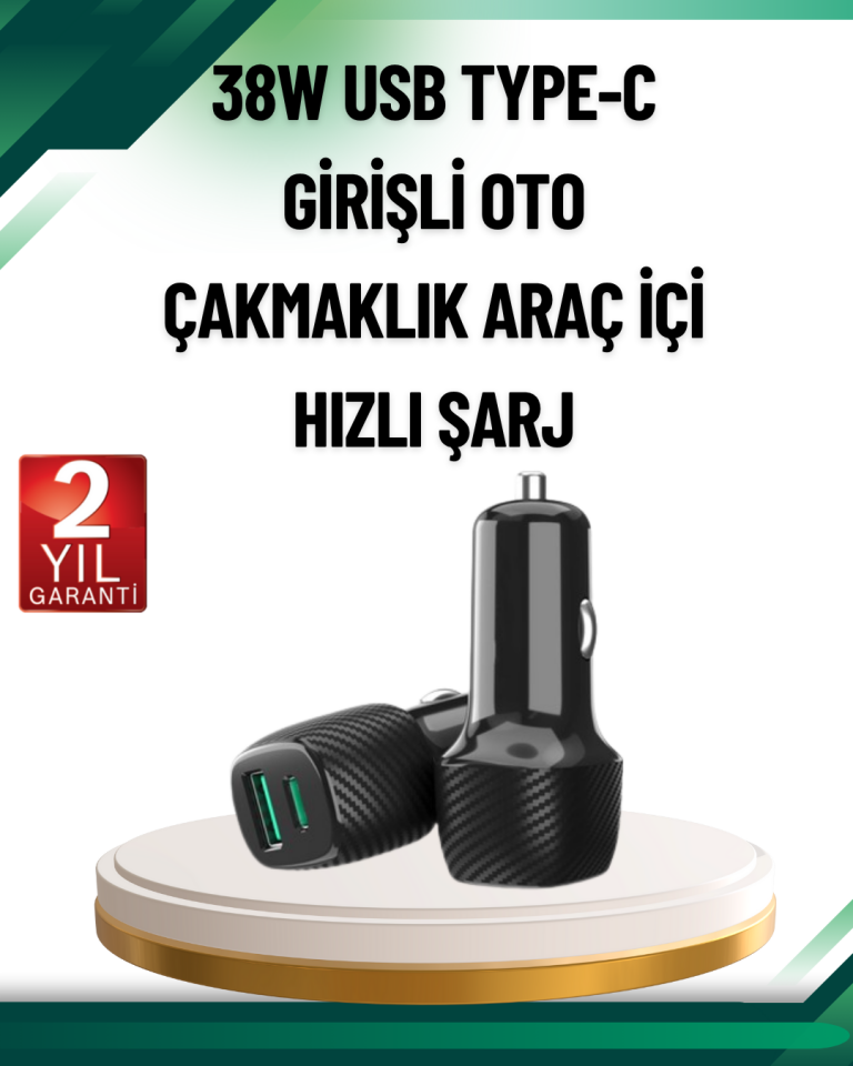 3A Güç Kapasiteli USB & Type-C Çakmaklık Şarj Adaptörü