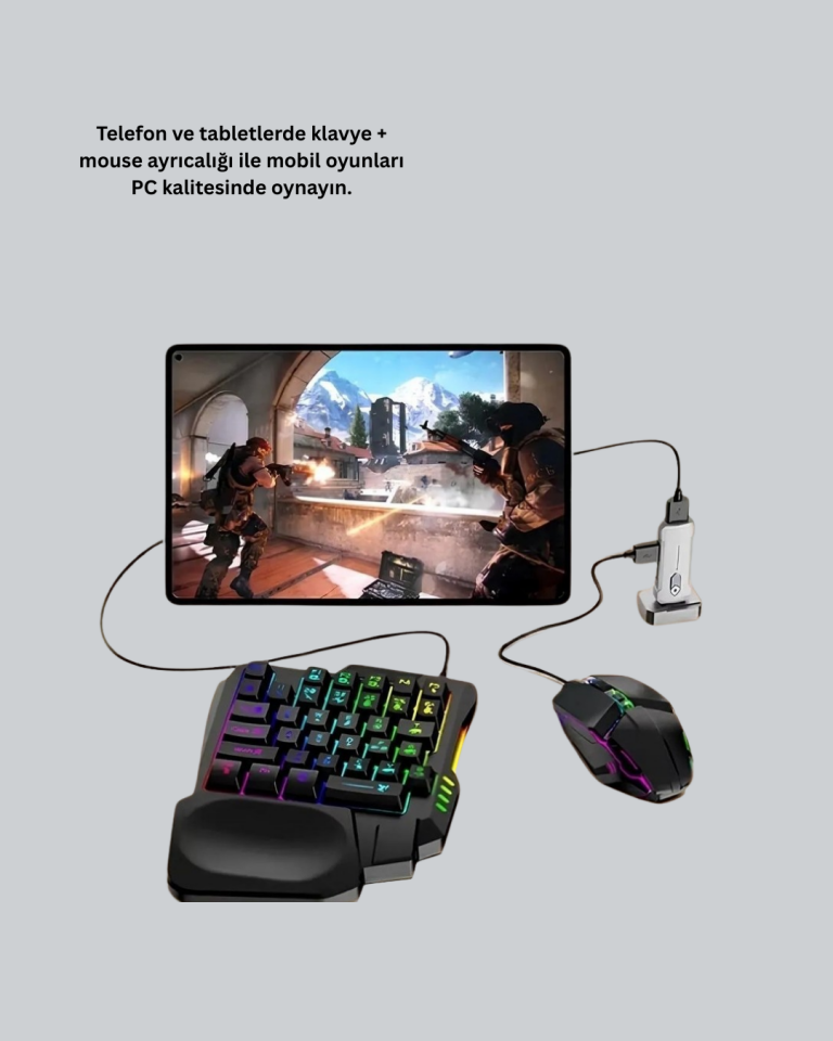Bluetooth 5.3 Mobil Oyun Klavye Mouse Seti | FPS ve Battle Royale İçin