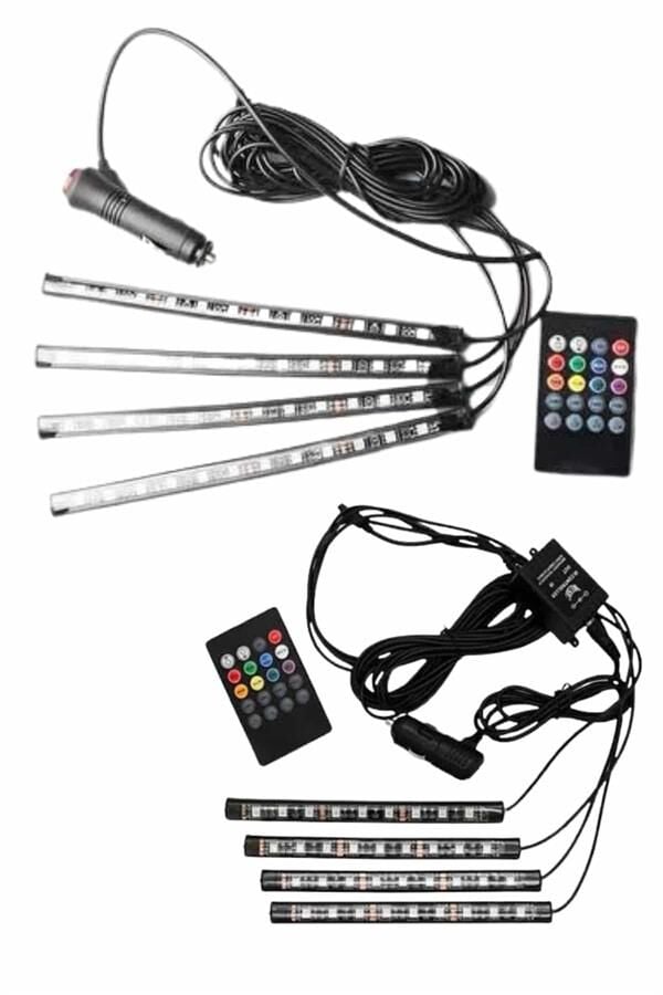12'Lİ Şerit Led Işık RGB Sese ve Müziğe Duyarlı Araç İçi Ayak Altı