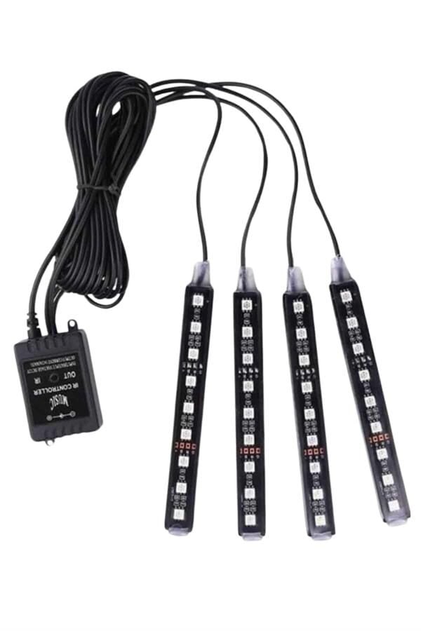 RGB Işıklı Araç İçi Aydınlatma Kumandalı 12'li Led Işık Renk Değiştirebilen