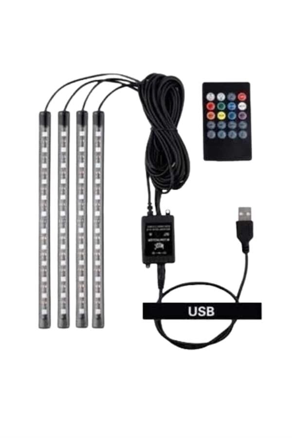 Araç Içi Aydınlatma Kumandalı 12 Led Ayak Altı Led Ambiyans Işığı Sese Duyarlı Kumandalı