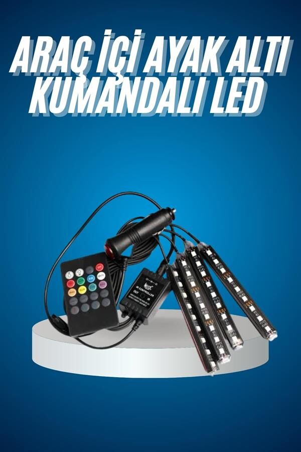 Araç Içi Aydınlatma Kumandalı 12 Led Ayak Altı Led Ambiyans Işığı Sese Duyarlı Kumandalı