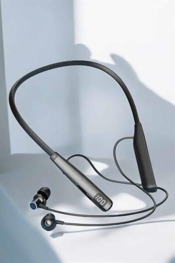 Dijital Göstergeli Kulak İçi Kablosuz Bluetooth Kulaklık Boyun Bantlı