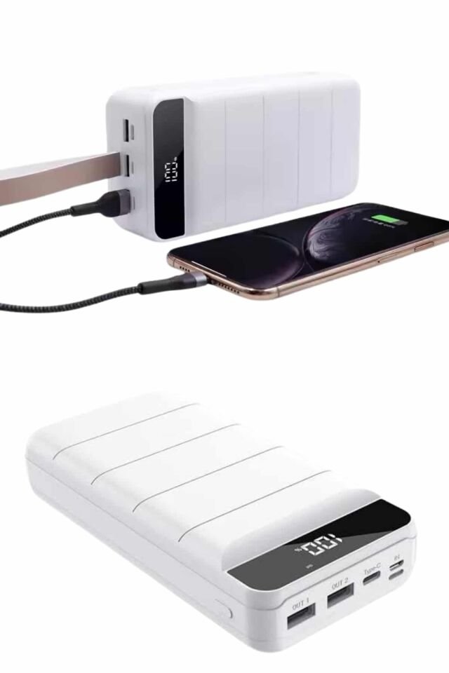 Powerbank 50.000 Mah Dijital Göstergeli Taşınabilir 4 Portlu Hızlı Powerbank