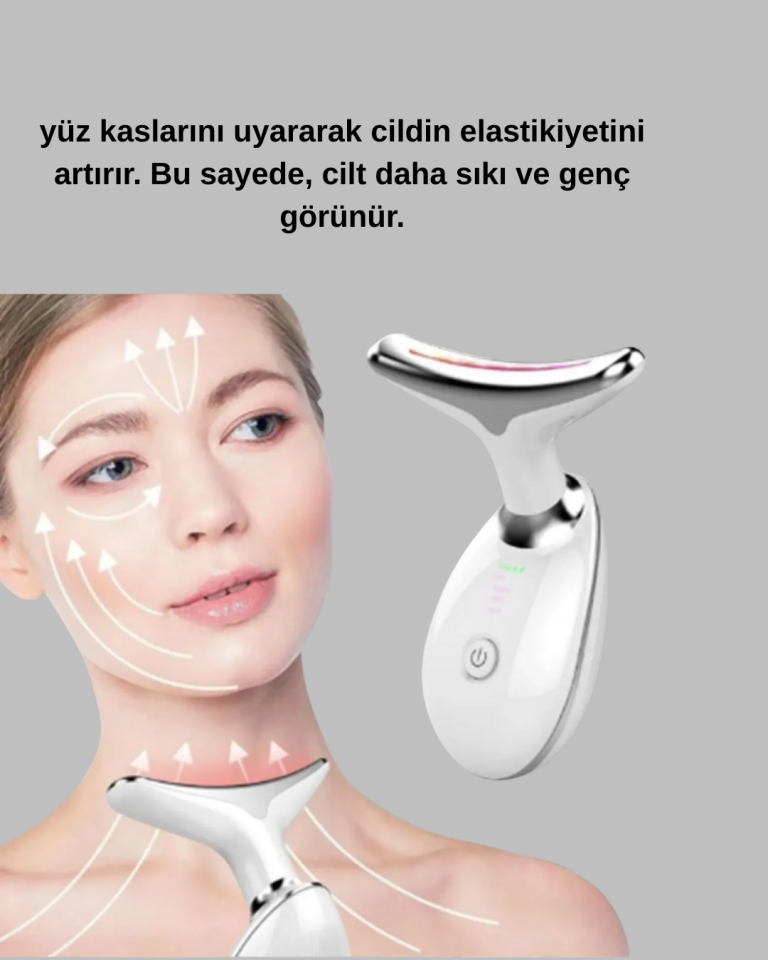 Yüz ve Boyun Sıkılaştırıcı Cilt Bakım Cihazı | EMS Mikro Akım & Kırışıklık Giderici