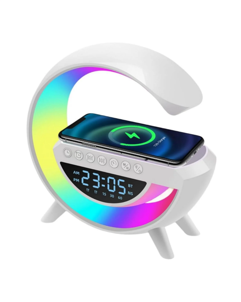 Çok Fonksiyonlu Kablosuz Şarjlı Saat Hoparlör RGB Işık ve Alarm Özellikli