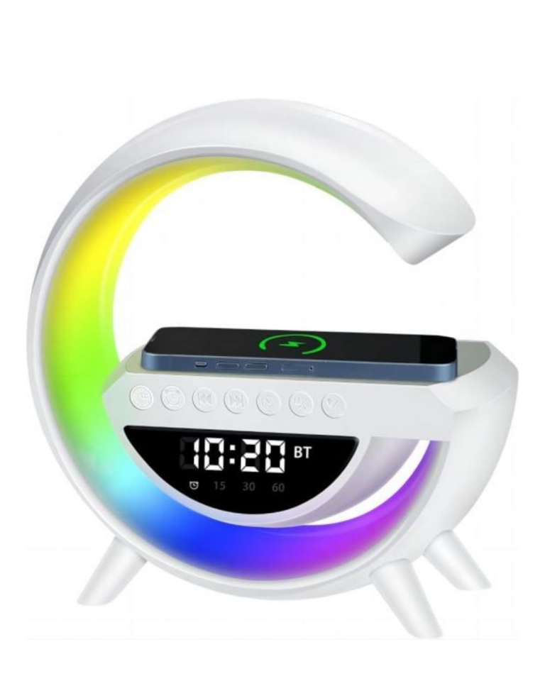Çok Fonksiyonlu Kablosuz Şarjlı Saat Hoparlör RGB Işık ve Alarm Özellikli