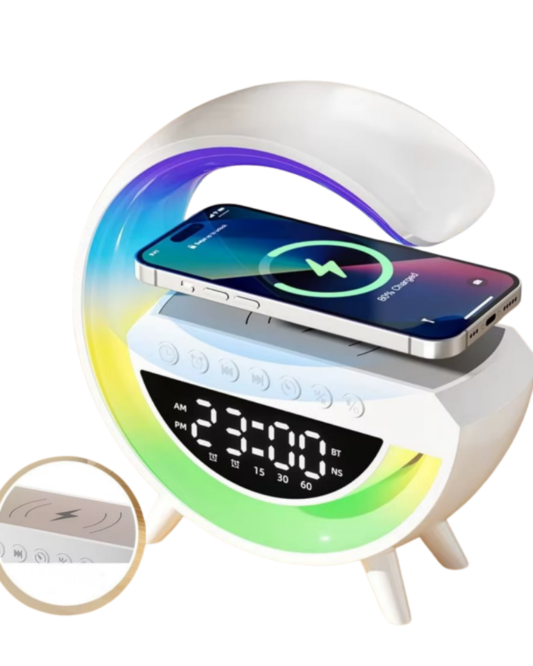 Çok Fonksiyonlu Kablosuz Şarjlı Saat Hoparlör RGB Işık ve Alarm Özellikli