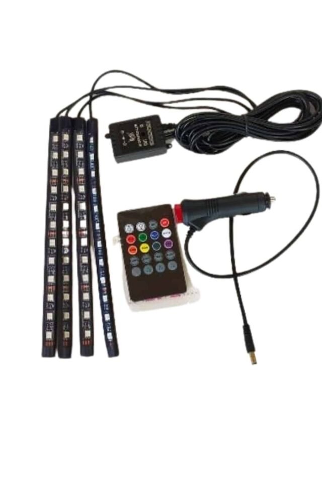 Araç İçi Ayak Altı Led 12 Led Işık Sese Müziğe Duyarlı RGB Işıklı Aydınlatma Seti