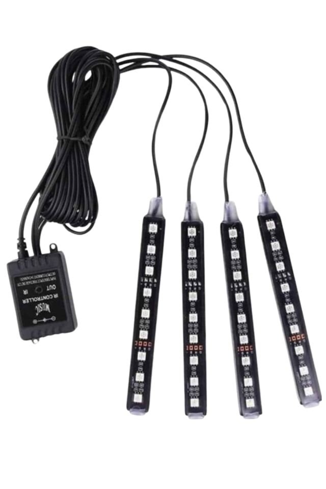 Araç Içi Aydınlatma Kumandalı 12 Led Ayak Altı Led Ambiyans Işığı Sese Duyarlı Kumandalı