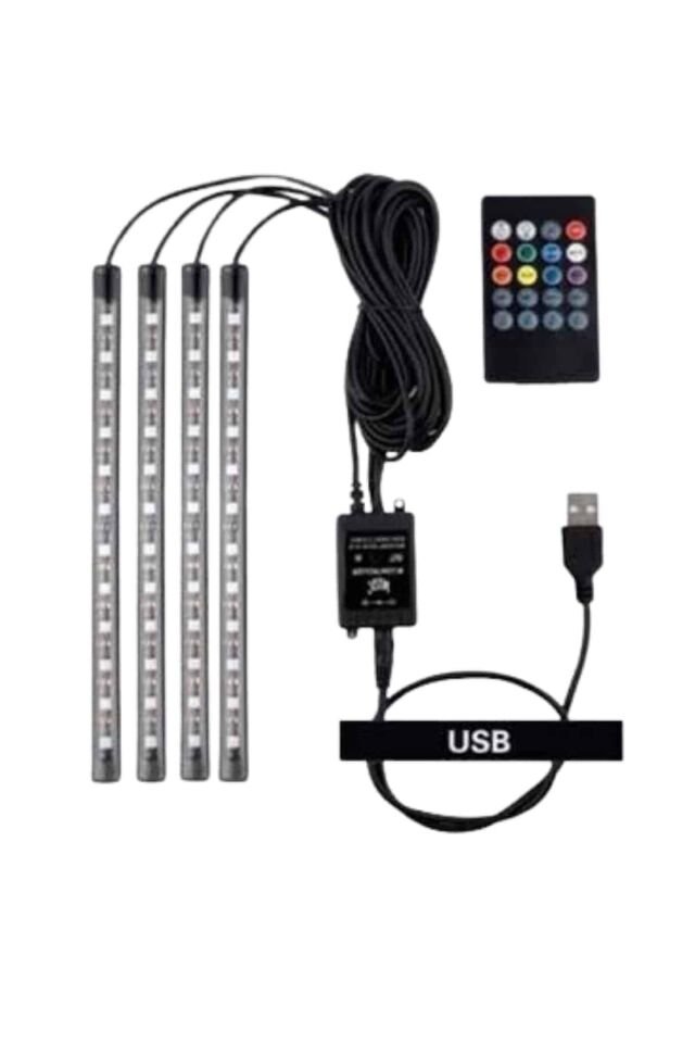 Araç Içi Aydınlatma Kumandalı 12 Led Ayak Altı Led Ambiyans Işığı Sese Duyarlı Kumandalı