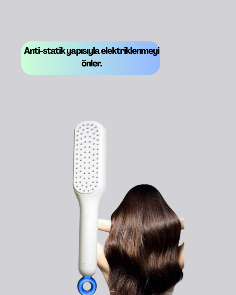 Anti-Statik Saç Tarağı – Kolay Temizlenebilir, Silikon Masaj Uçlu, Kompakt Boyut