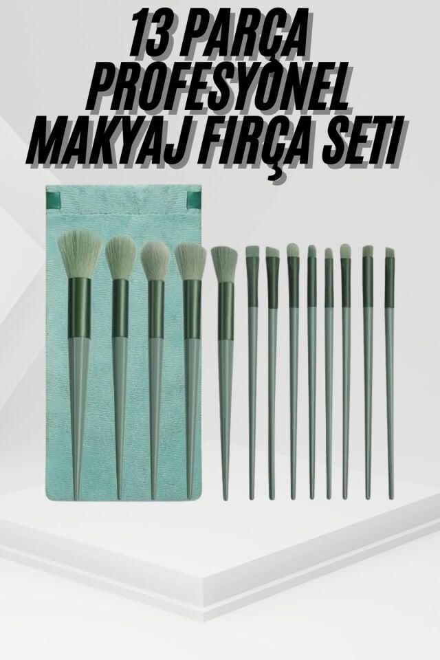 13 Parça Taşınabilir Kılıflı Profesyonel Makyaj Fırça Seti Pudra Allık Fondöten Fırçası