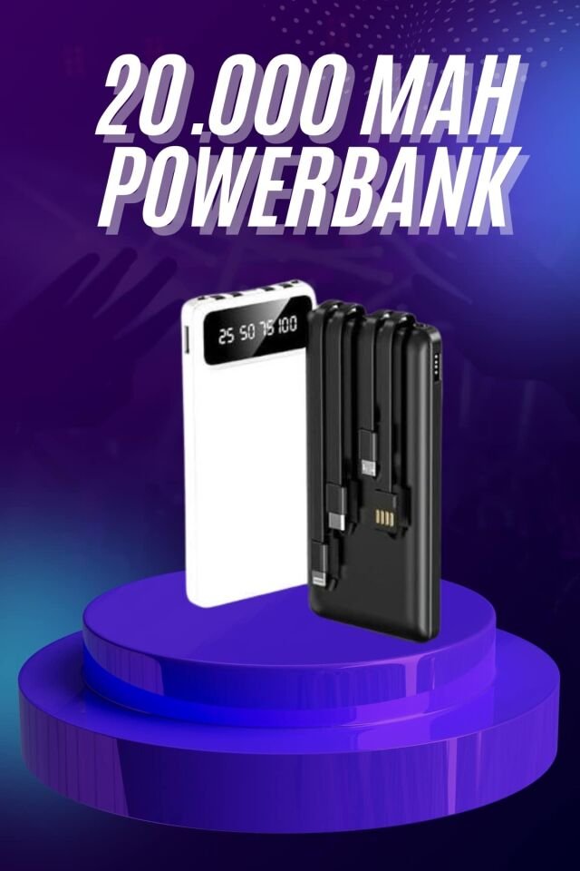 Powerbank 20.000 MAH Hızlı Şarj Özellikli Taşınabilir USB Girişli