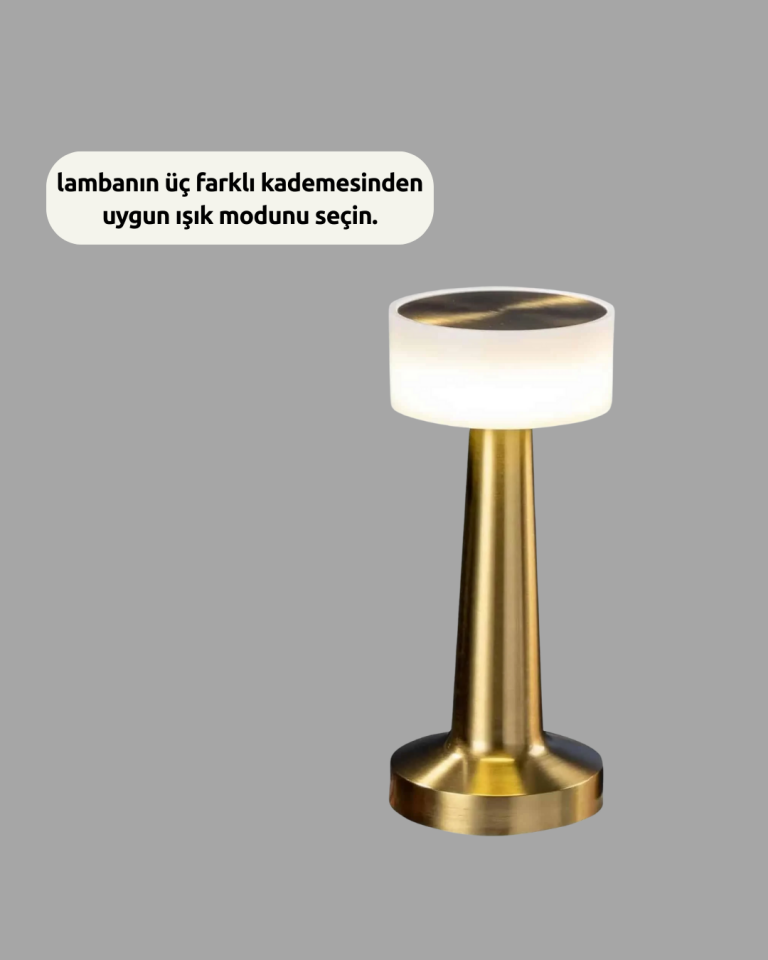 Kablosuz Dokunmatik Masa Lambası – Şık Modern Metal Gövde, USB Şarjlı