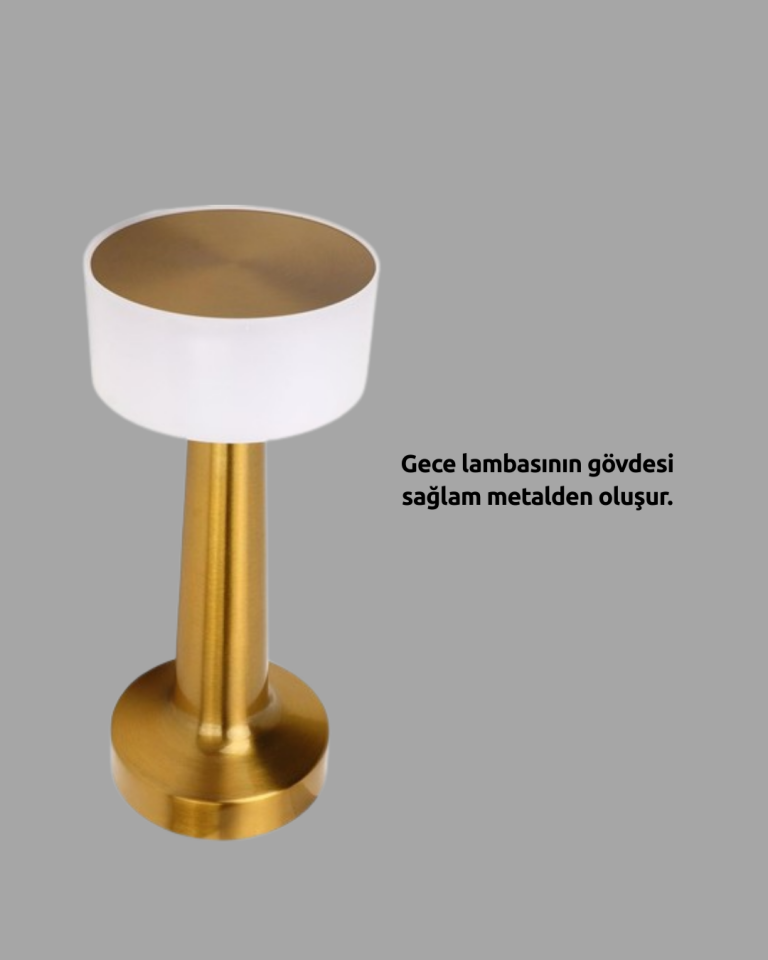 Touch Gece Lambası – Dokunmatik Kontrol, Kablosuz Kullanım, Metal Gövde