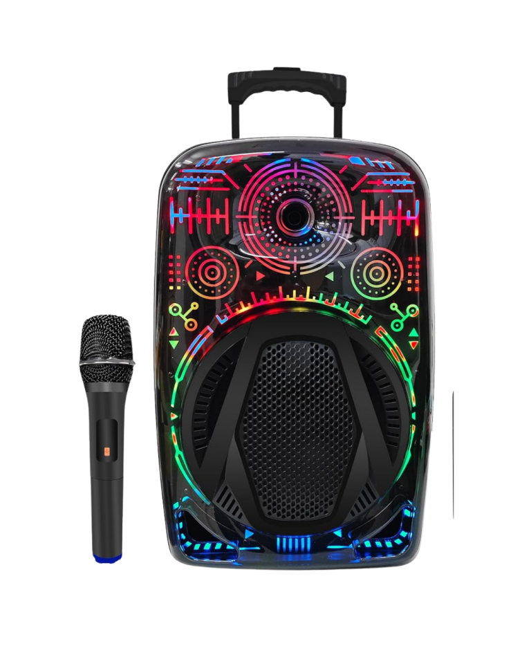 Mikrofonlu Bluetooth Hoparlör 8 İnç RGB Işıklı Taşınabilir Ses Sistemi
