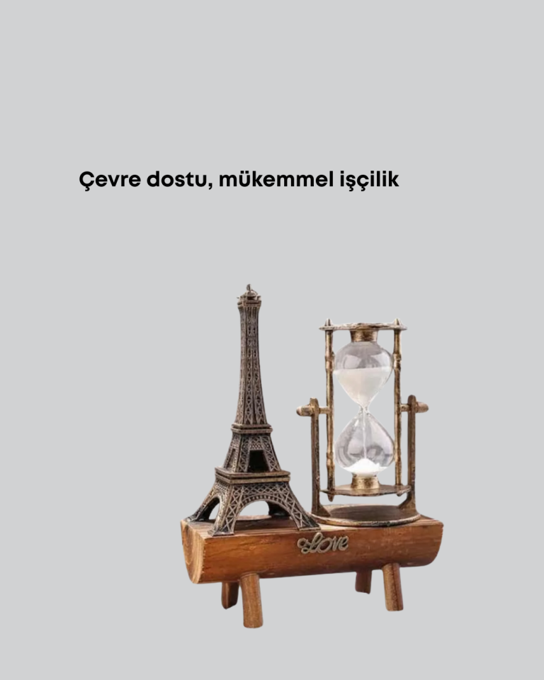 Ahşap Gövdeli Dekoratif Kum Saati – Masa Üstü El Sanatı Aksesuarı