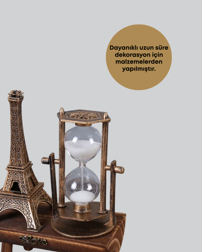 Dekoratif Kum Saati – Ahşap Malzeme, Hediyelik Masa Aksesuarı