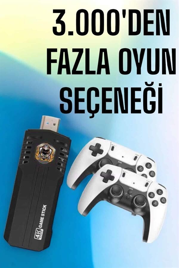 8K Android TV Gme Stick Video Oyun Konsolu Aile Retro 35000 Oyunlu Çift Kollu