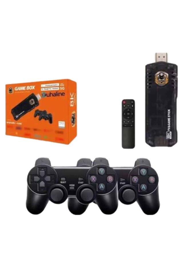 Game Stick Çift Oyun Konsolu Smart TV Game Box 8k Ultra HD 64 Gb