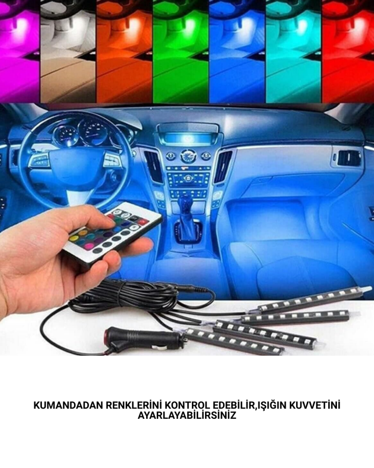 4 Parça RGB LED Araç İçi Aydınlatma Sistemi