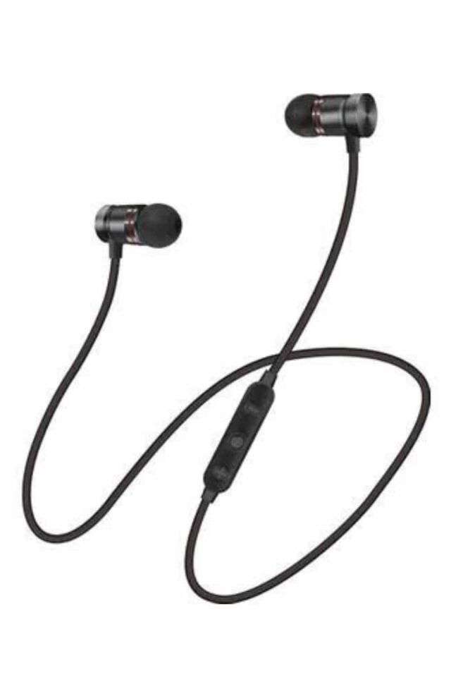 Sports Mıknatıslı Siyah Bluetooth Kulaklık Kablolu Uzun Pil Ömrü